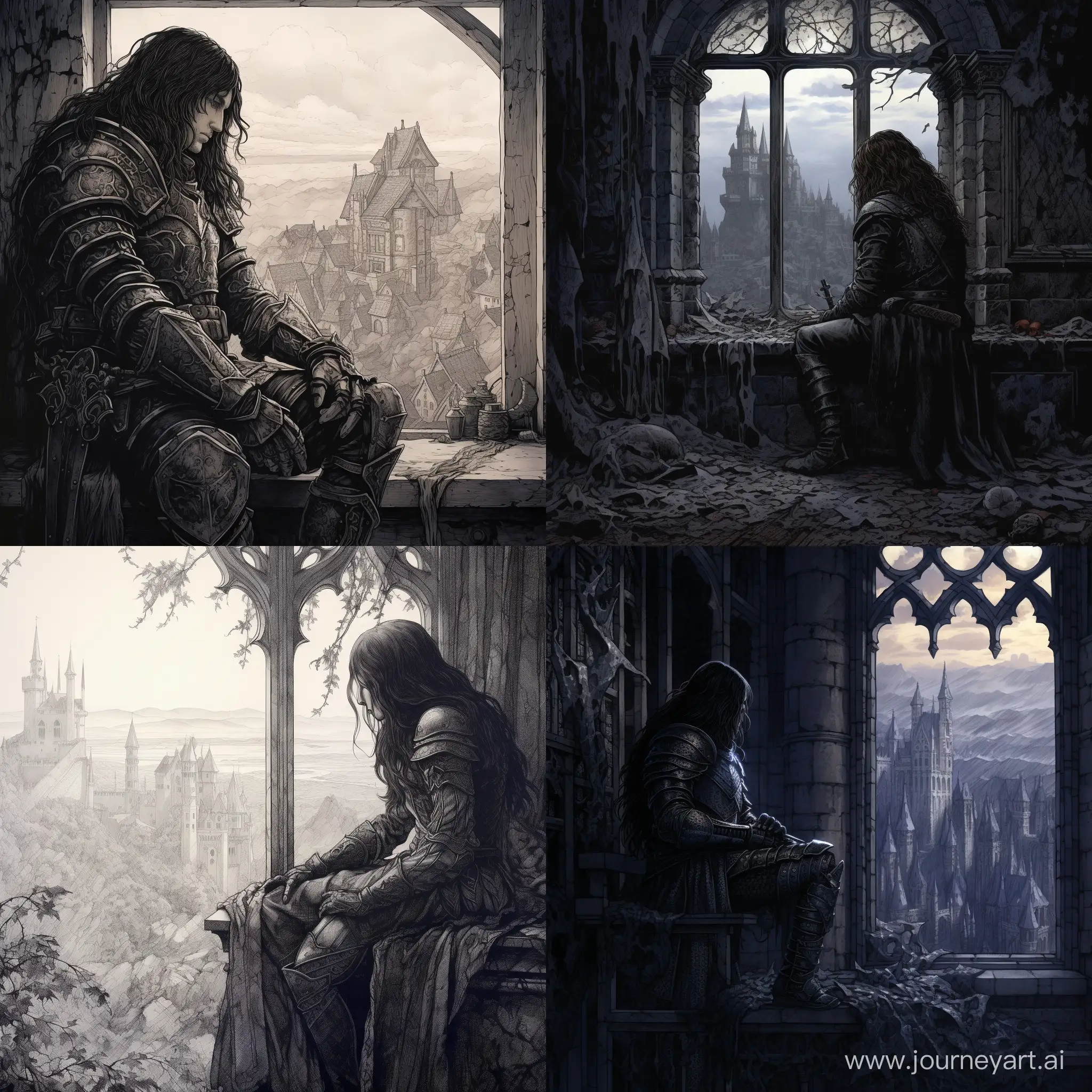 Gothic-Dark-Fantasy-Art-Brooding-Knight-in-Castle-Tower