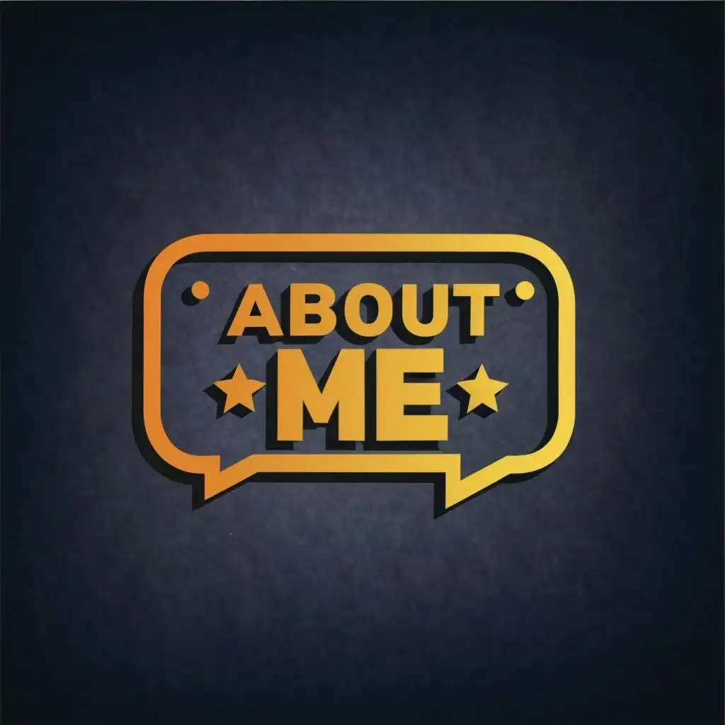 logo, 600x200 sign, with the text "About Me", typography, be used in Entertainment industry