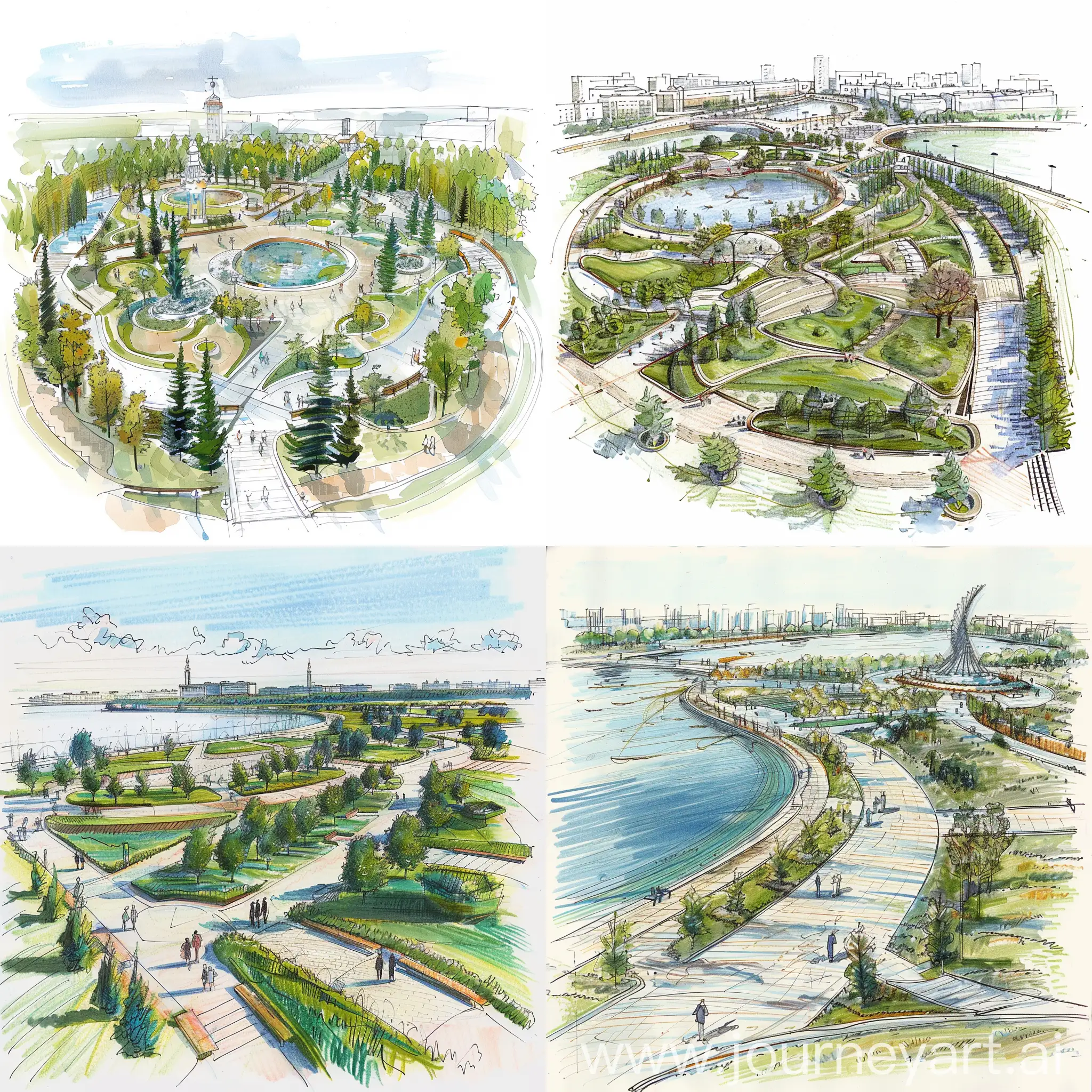 Казань парк тысячелетия Казани. Создай свою нарисованную версию этого парка.