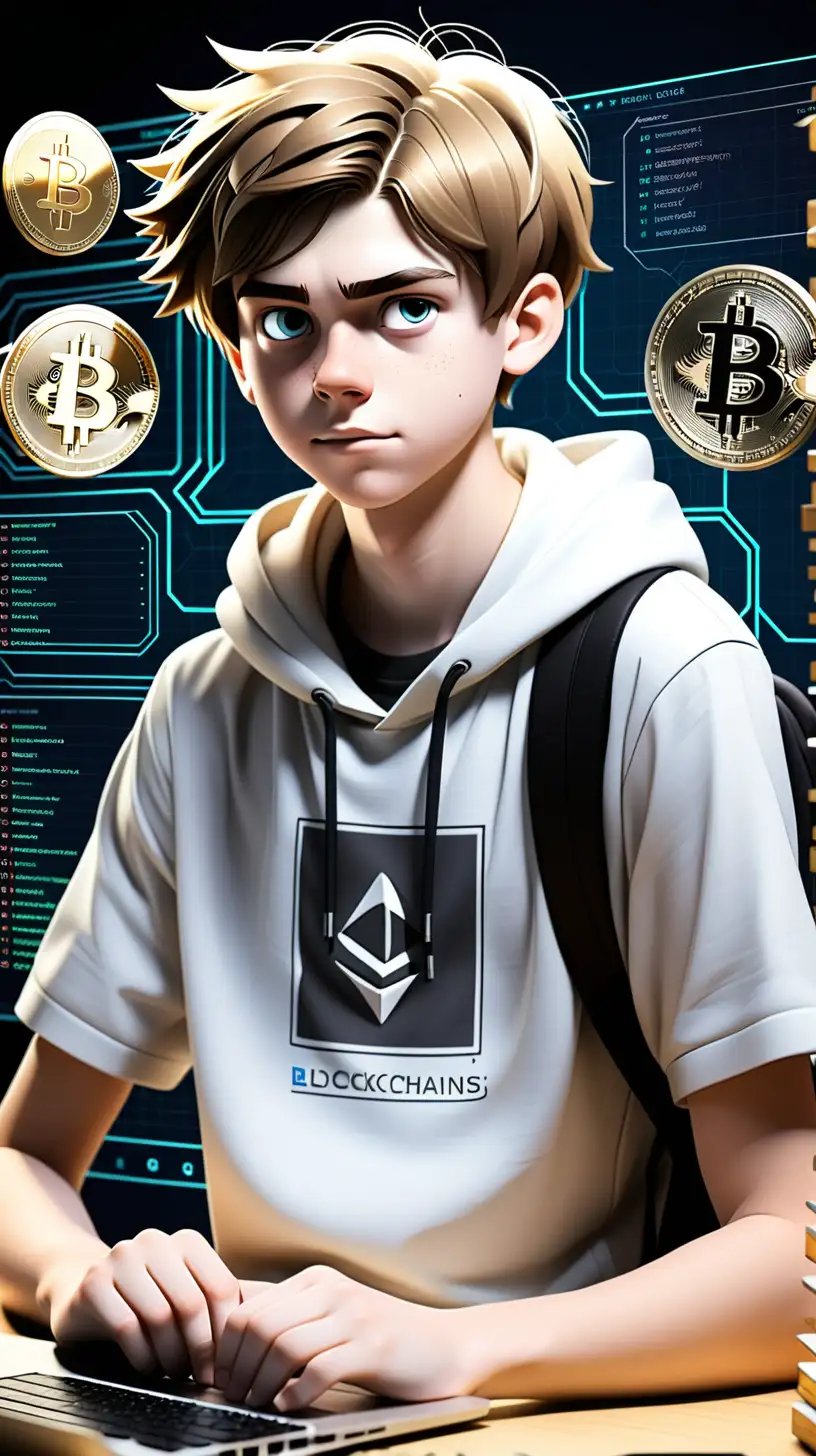 an 18-year-old student learning about cryptocurrency and blockchains