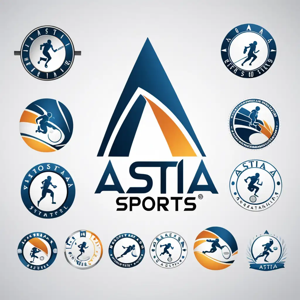 Create a pictorial logo for 'Astia Sports' a technology, sports, time company
