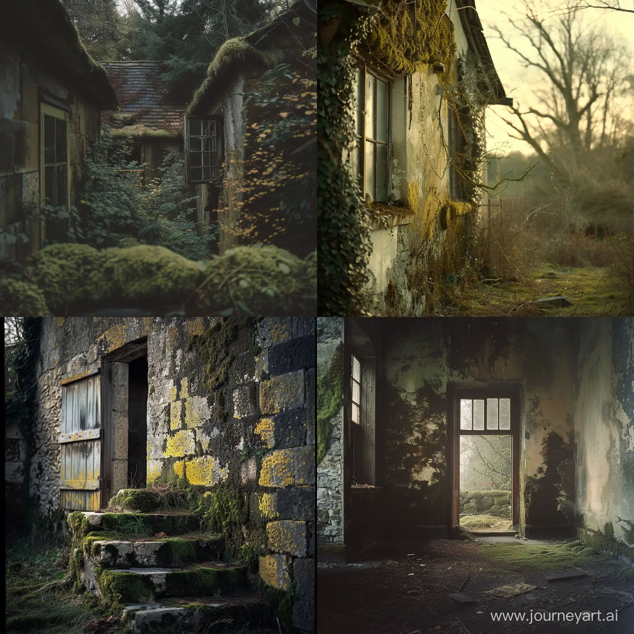 Rustic-Country-House-with-Mossy-Walls-Under-Daylight-Vintage-Cinematic-View