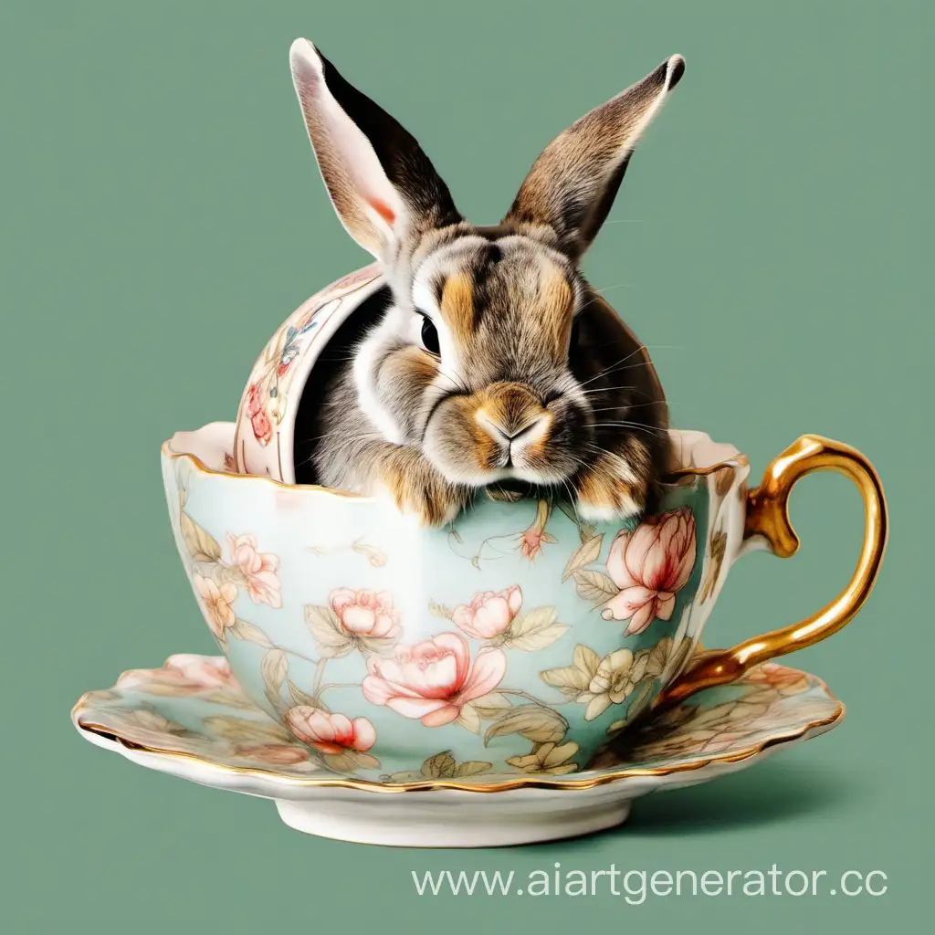 Sleeping-Bunny-Rests-Comfortably-in-Tea-Cup