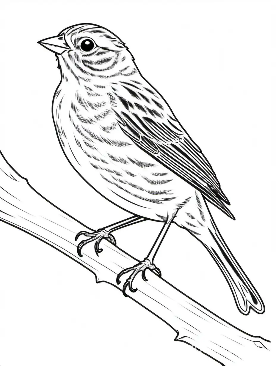 Yellowhammer , Coloring Page, black and white, line art, white background, Simplicity, Ample White Space. The background of the coloring page is plain white to make it easy for young children to color within the lines. The outlines of all the subjects are easy to distinguish, making it simple for kids to color without too much difficulty