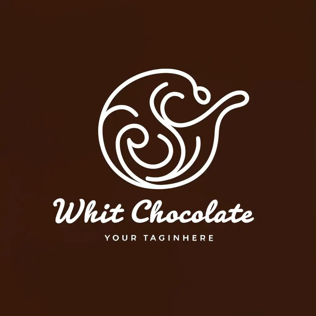 LOGO-Design-For-White-Chocolate-Sweet-Sauce-Minimalistic-Emblem-on-Clear-Background