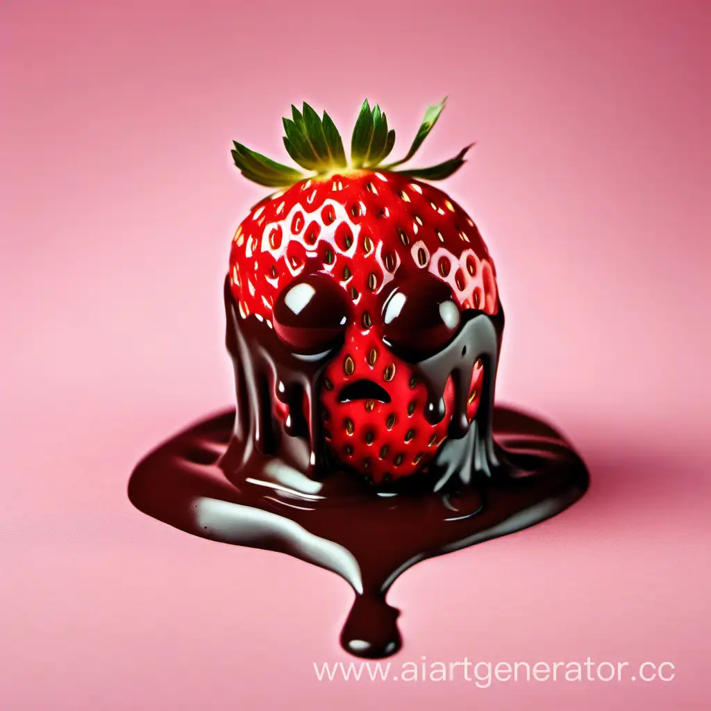 Lonely-Strawberry-Dipped-in-Melting-Chocolate
