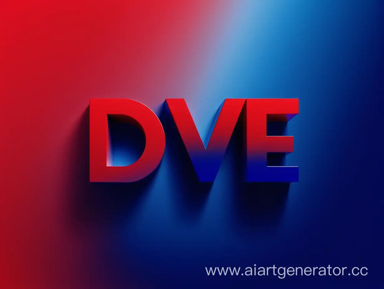 Фон: Красно-синий градиент с эффектом размытия. 
Логотип: В центре обложки размещается логотип канала - буквы "DKVE" белого цвета, выполненные в современном шрифте без засечек.