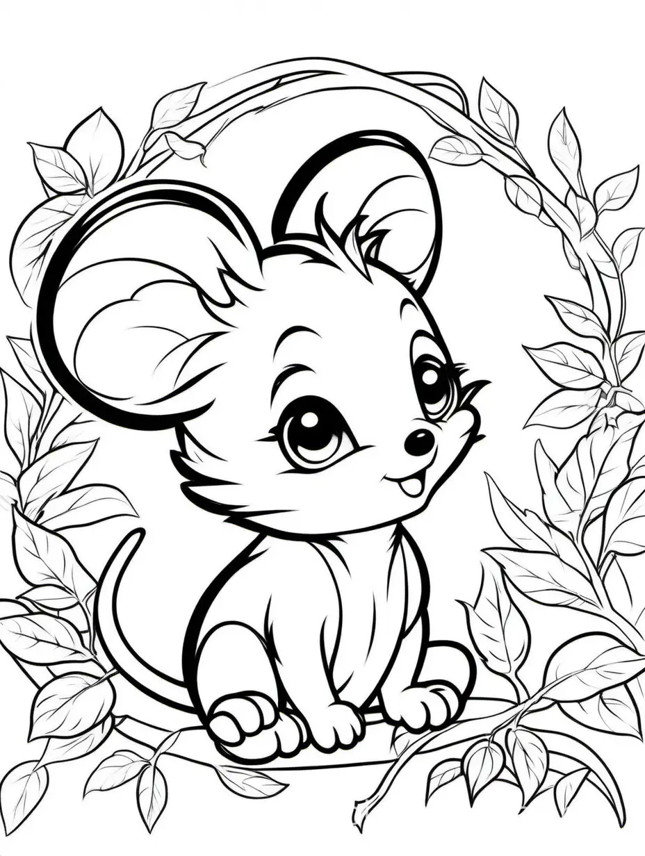 Outline sketch ,cute chibi little mouse, elegant , extremely detailed  masterpiece,  crisp quality,  line art , Coloring Page, black and white, line art, white background, Simplicity, Ample White Space. The background of the coloring page is plain white to make it easy for young children to color within the lines. The outlines of all the subjects are easy to distinguish, making it simple for kids to color without too much difficulty