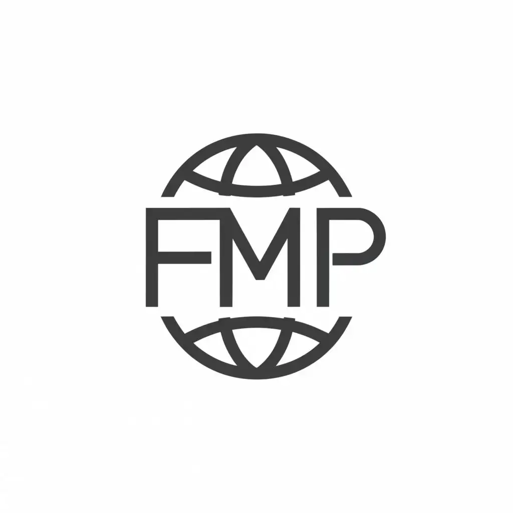 a logo design,with the text "FMP", main symbol:INTERNATIONAL,Minimalistic,clear background