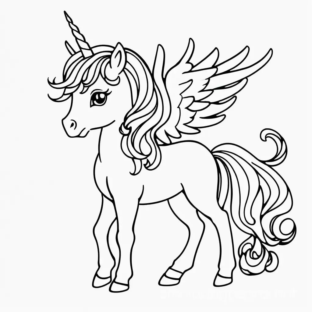 Plain-Baby-Ethereal-Fire-Princess-Unicorn-Coloring-Page-for-Kids
