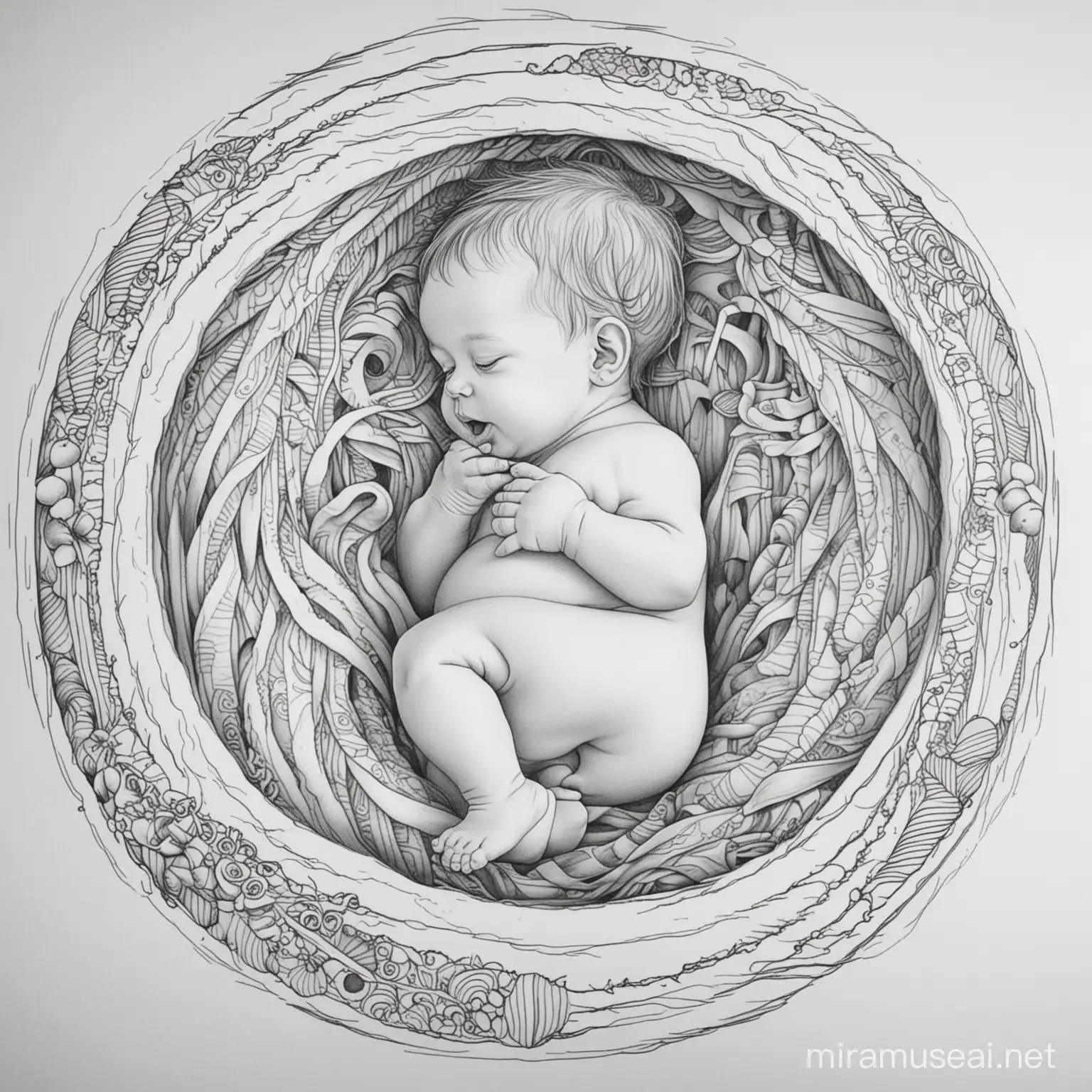 Innocent Baby in the Womb Coloring Page
