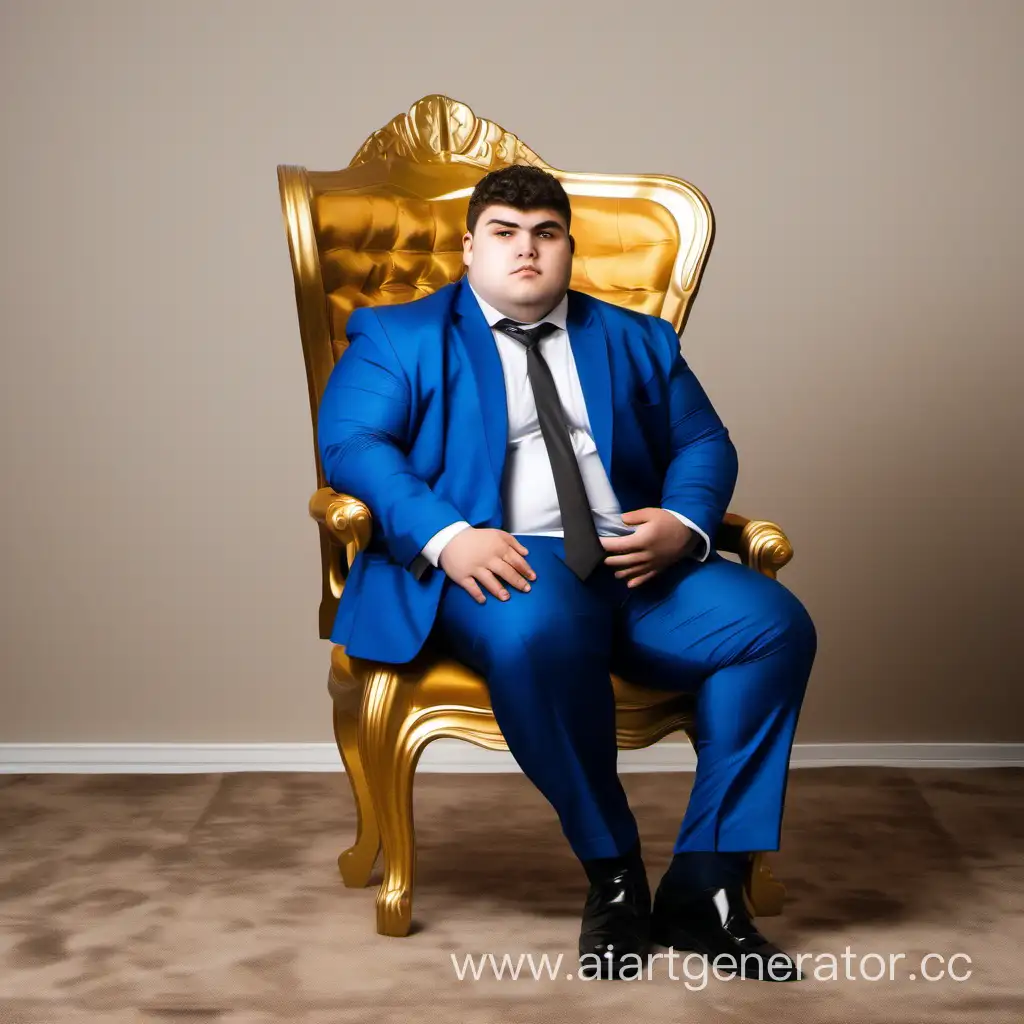 Dagestani-Man-in-Stylish-Blue-Suit-on-Golden-Throne