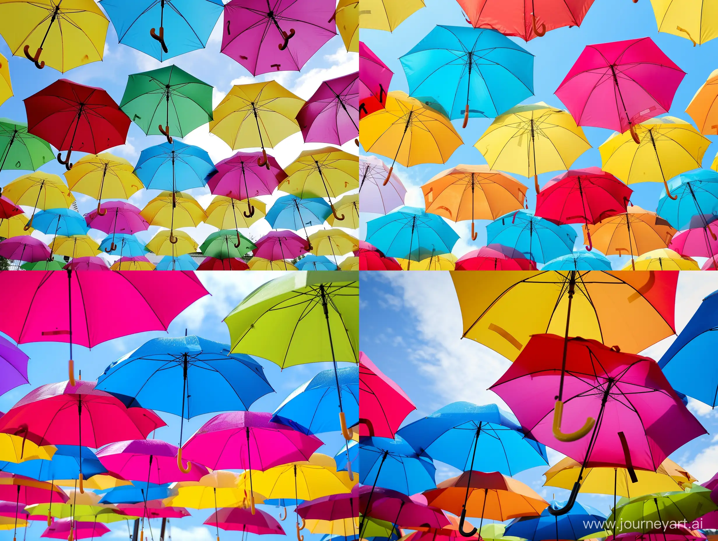Colorful umbrella background of the sky. The color umbrella