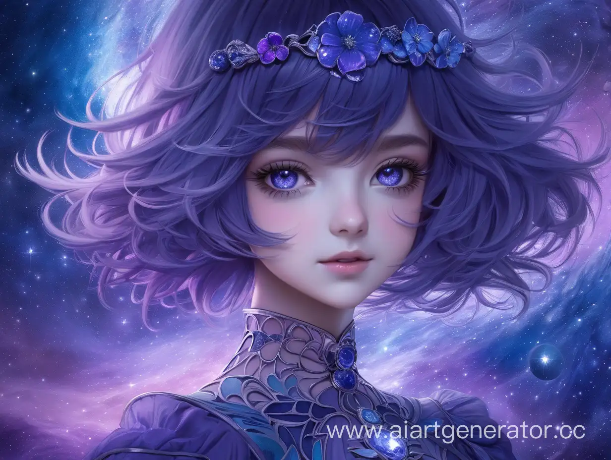 Elegant-Girl-Amidst-VioletBlue-Cosmos