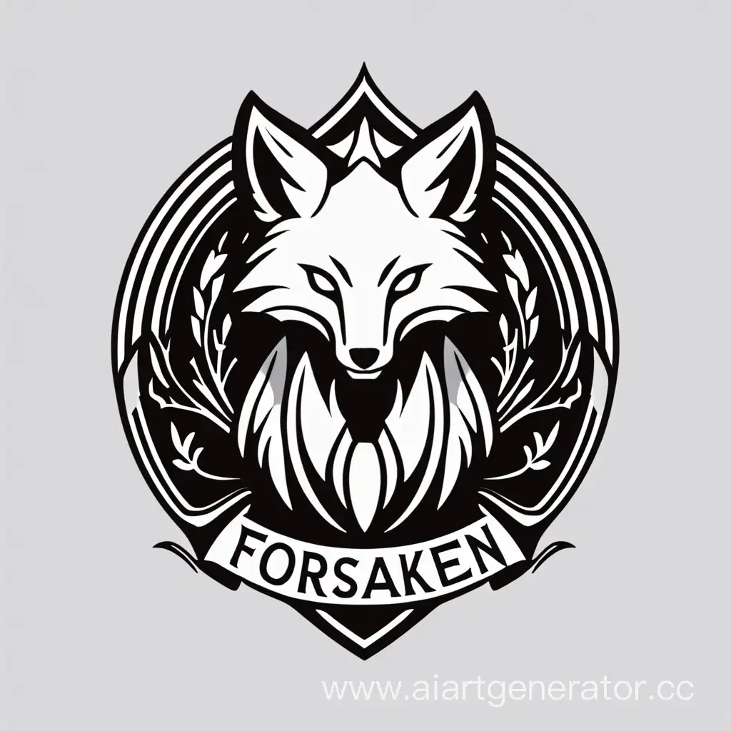лого для команды с надписью "FORSAKEN" с лисой 