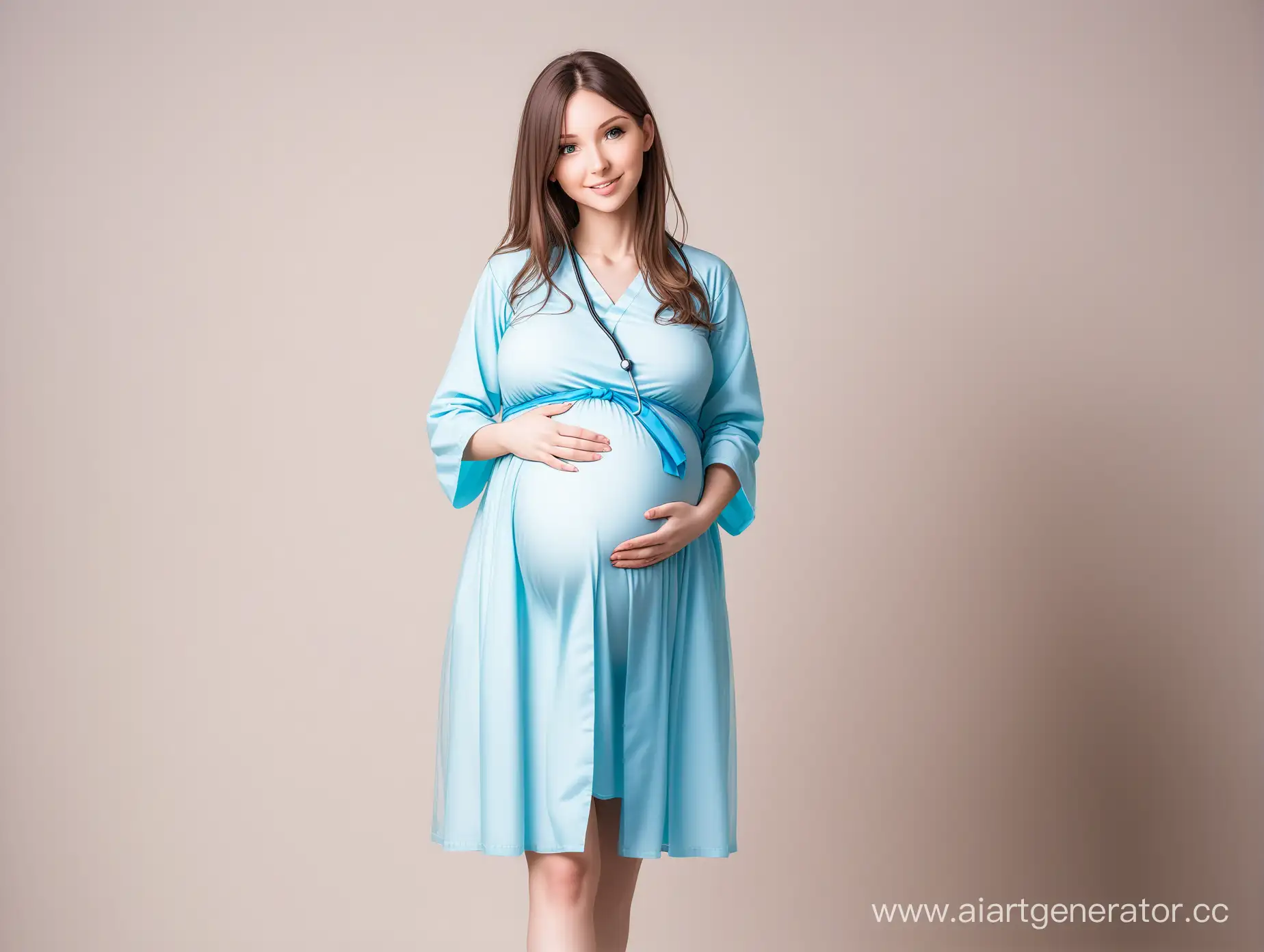 беременная девушка в медицинском халате
