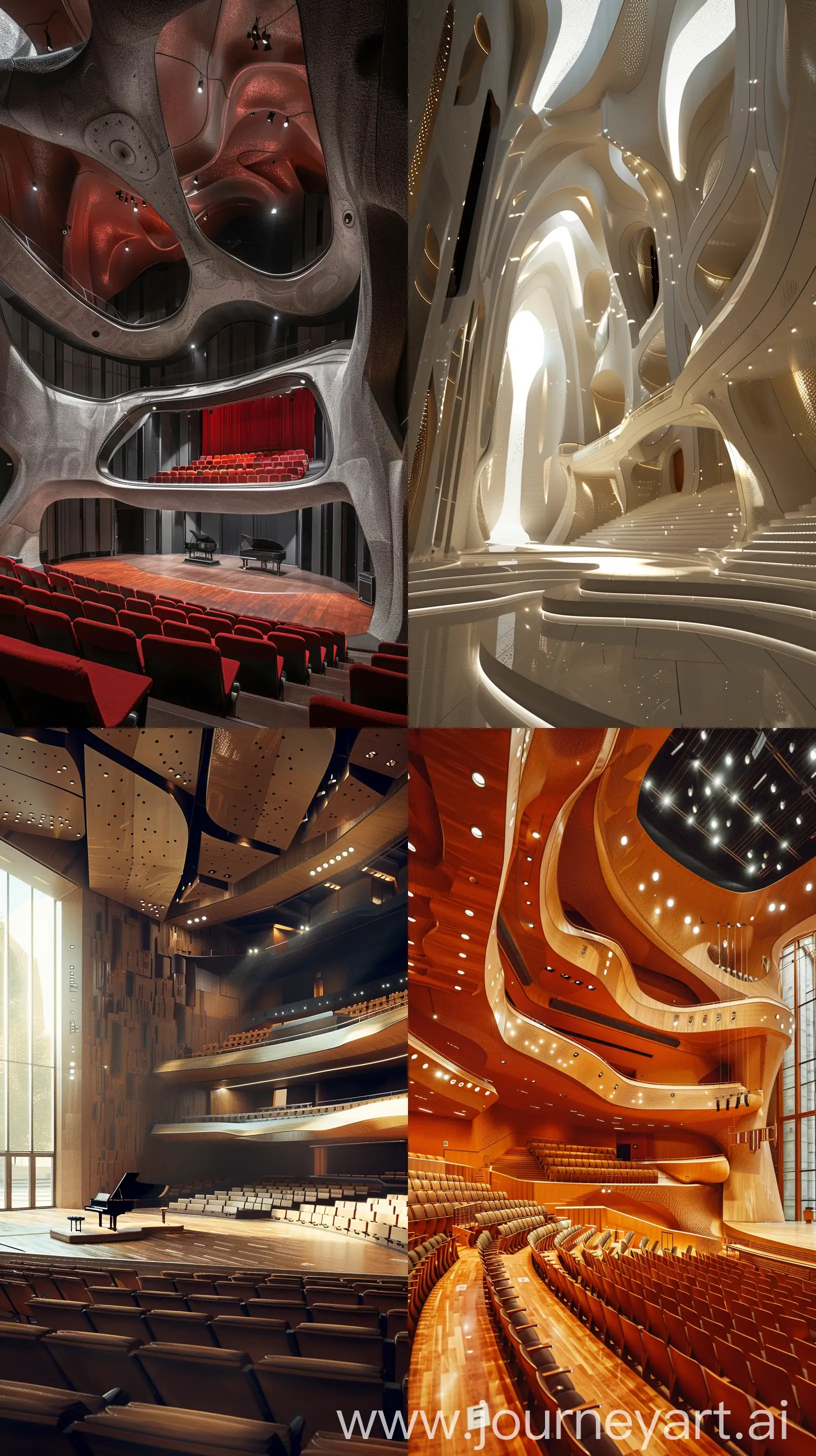 Parametric Architecture, interior, music hall --ar 9:16