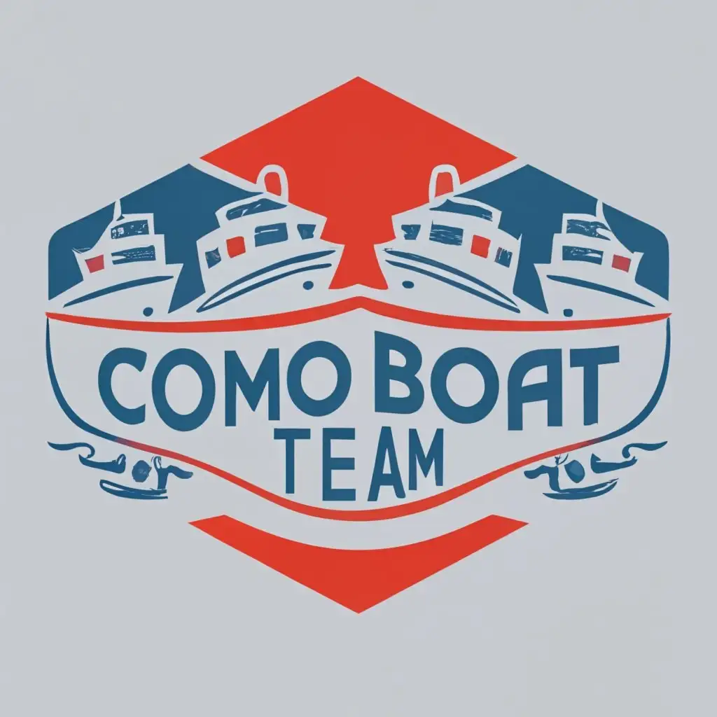 logo, Three motorboats to represent a fleet, united to tailor the beat tours on Lake Como. No background. The writing should be very clear., with the text "Como Boat Team", typography, be used in Travel industry