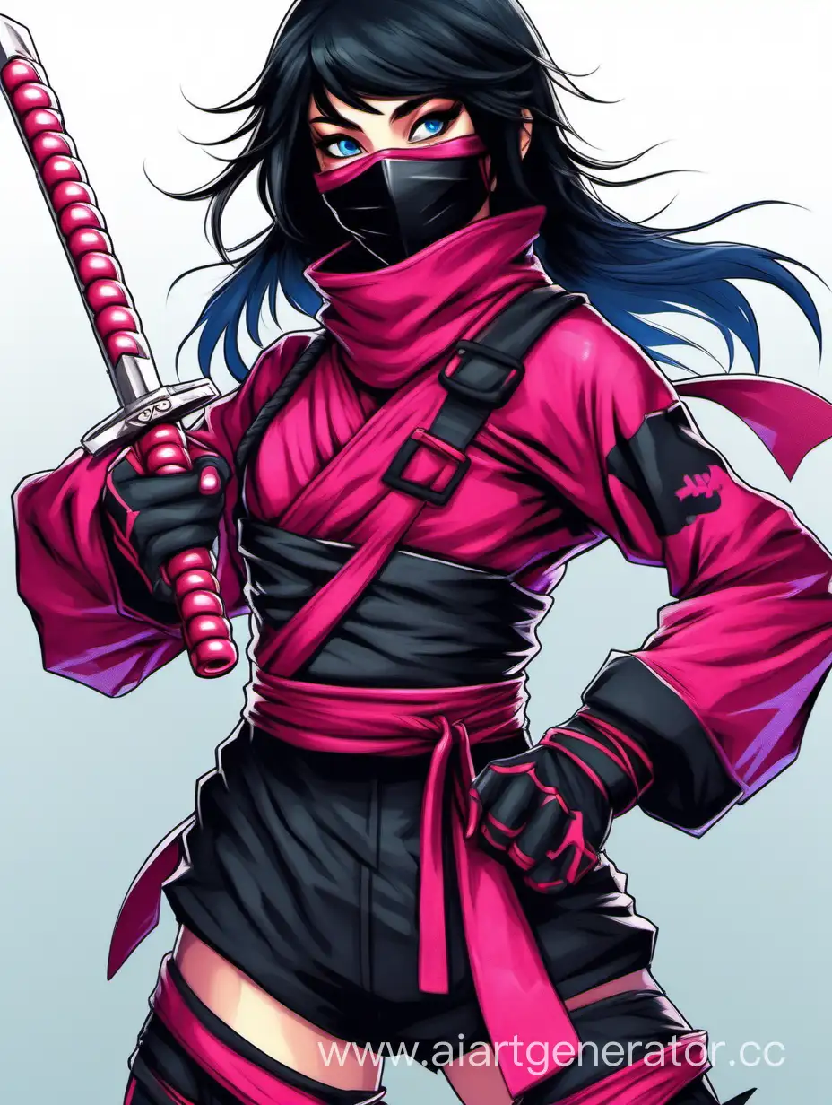 Raspberry-Ninja-Girl-with-RedTipped-Hair-and-Twin-Sickles