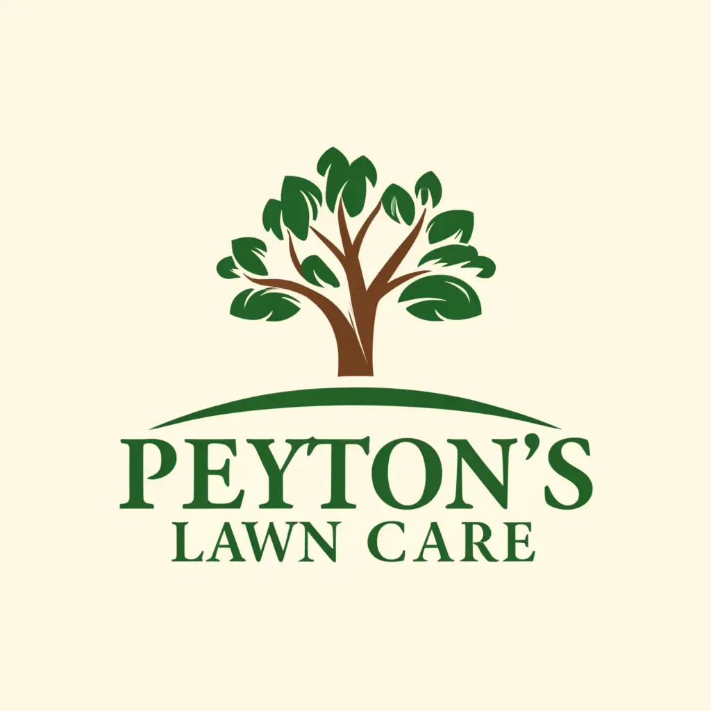 a logo design,with the text "PEYTON'S LAWN CARE", main symbol:Tree with grass,Moderate,be used in Real Estate industry,clear background