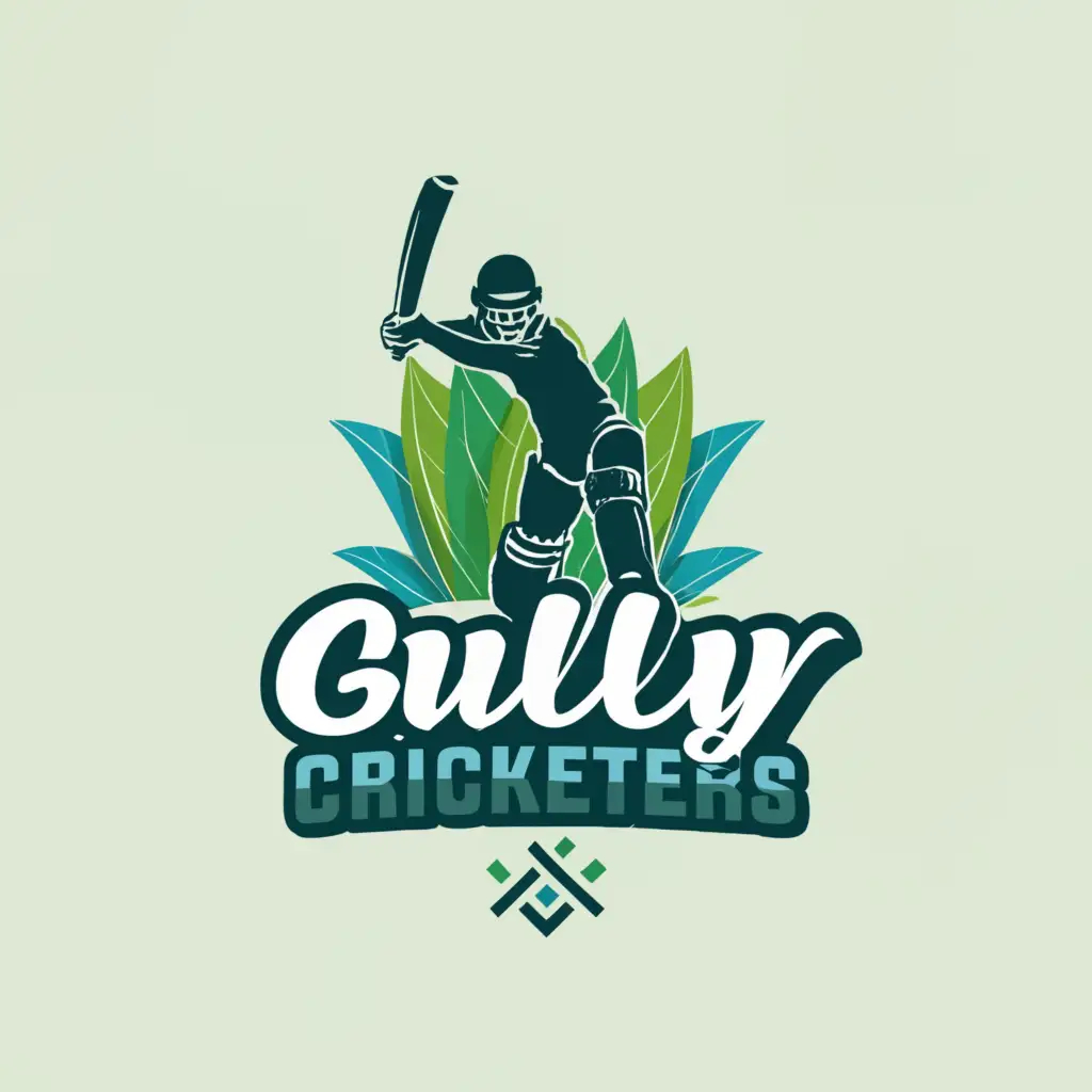a logo design,with the text "Gully Cricketers", main symbol:cricket,complex,clear background