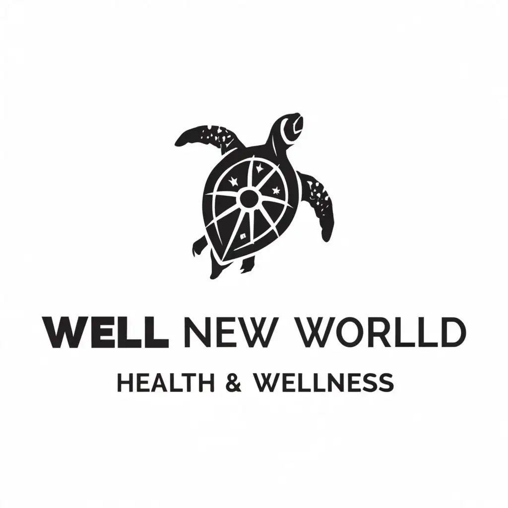 a logo design,with the text "well new world", main symbol:sea turtle compass health,Minimalistic,be used in Beauty Spa industry,clear background