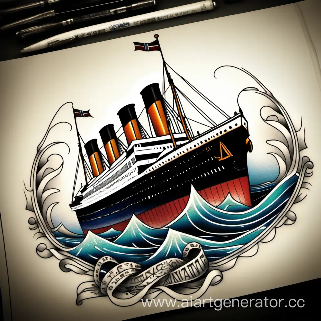 Dramatic-Titanic-Sinking-Tattoo-Art