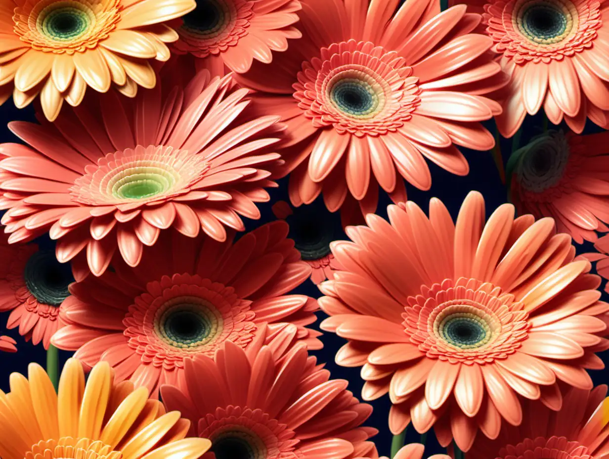 . Gerbera Daisy in a contemporary graphic design, fresh and vibrant 
mood, dynamic lighting, vector, Seamless patterns, repeating tiled 
patterns design, flat illustration, ArtStation, highly detailed clean, 
nostalgic and charming, retro art, watercolor effect, digital painting,
 
