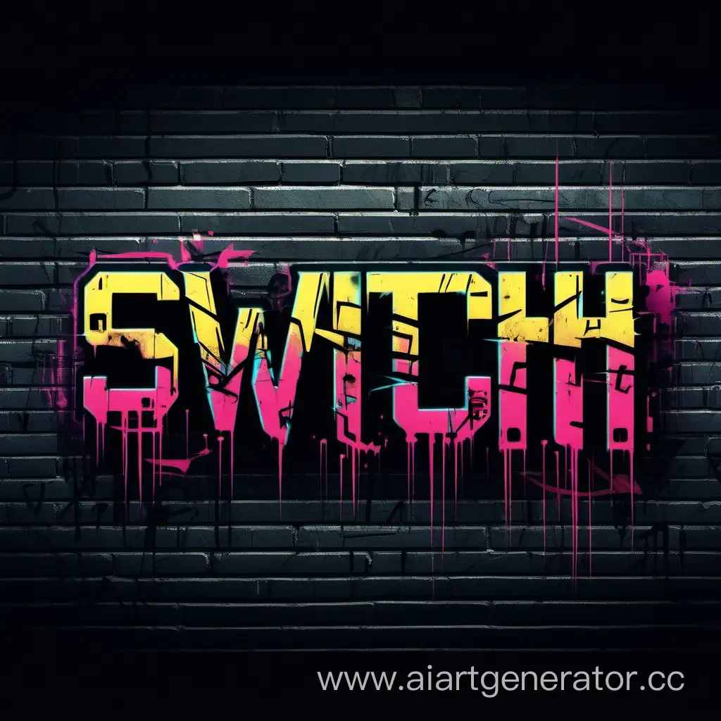графити  надписи "Switch Code"
в стиле cyberpunk на черном фоне  сделай супер качественно и с hdr 

