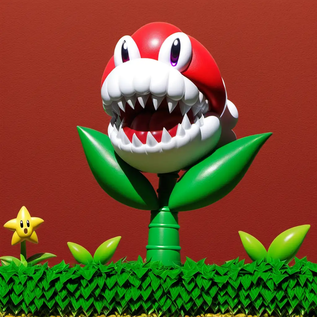 Mario Chomper Plant in Video Game Environment