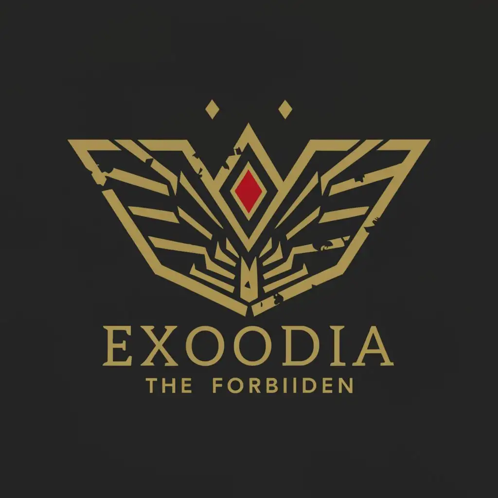 a logo design,with the text "EXODIA", main symbol:/art prompt: give me a logo EXODIA for company inspired from the card yu gi oh exodia the forbidden the logo must be black and white,Moderate,clear background