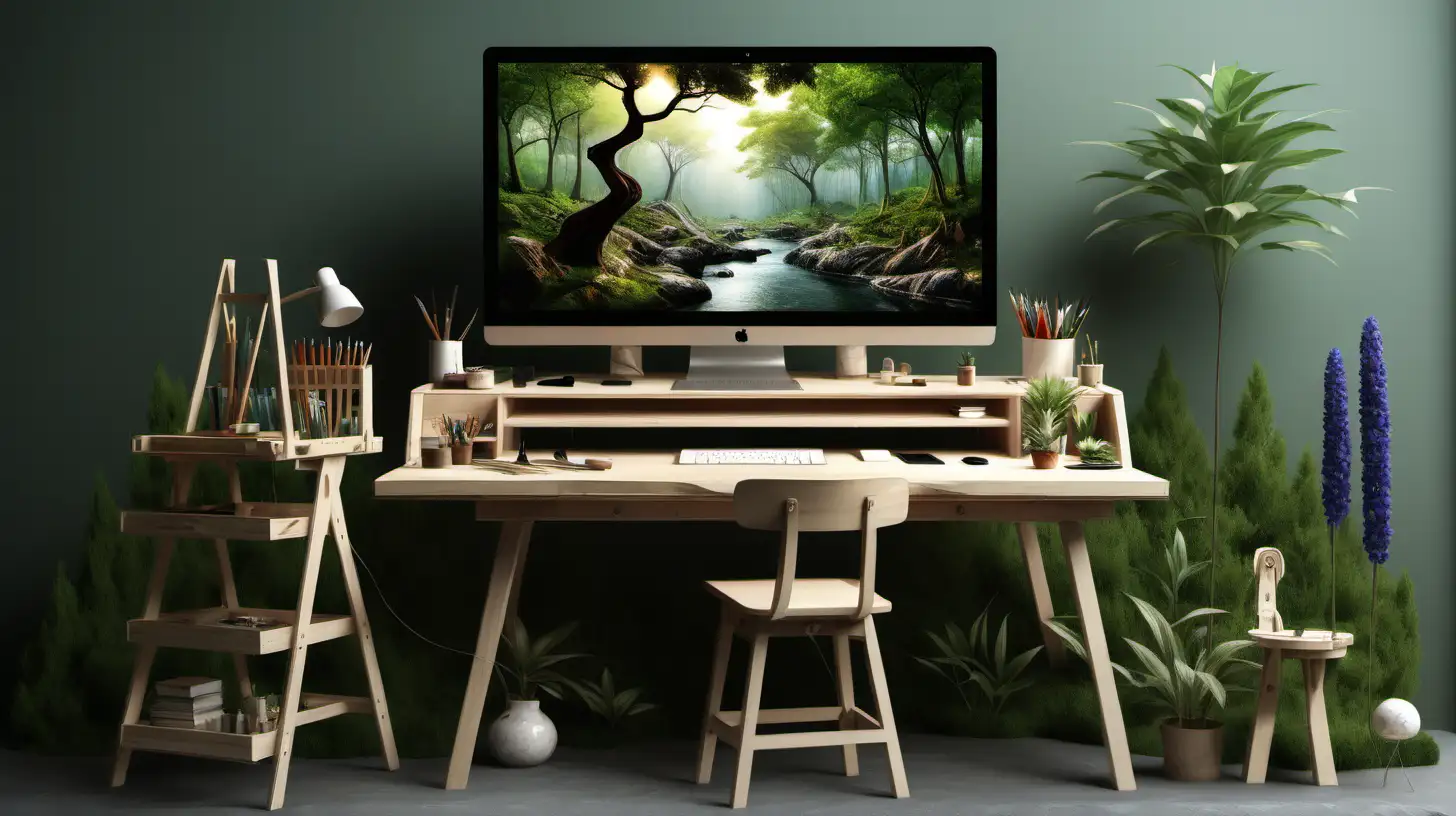 A beautifull nature workstation for an artistic person.
