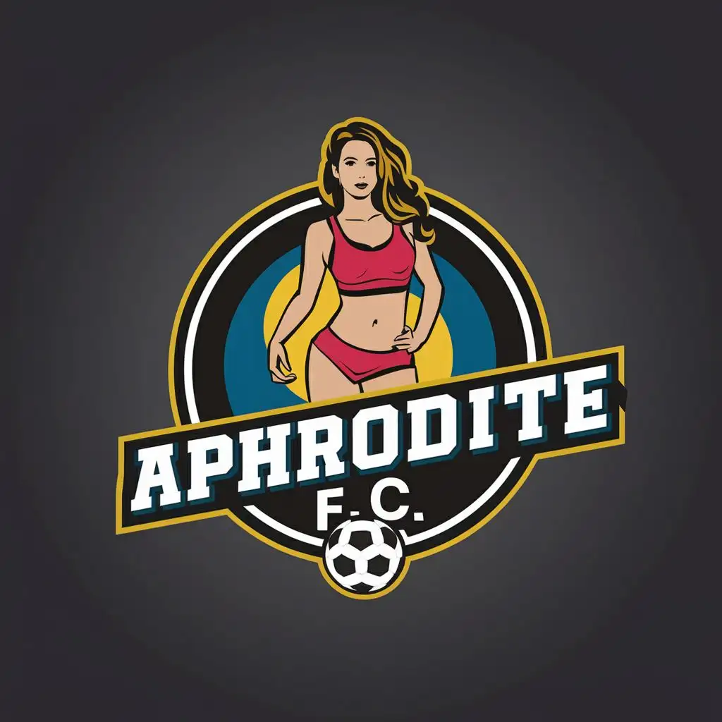 LOGO-Design-For-Aphrodite-FC-Dynamic-Woman-Footballer-Emblem-with-Striking-Typography