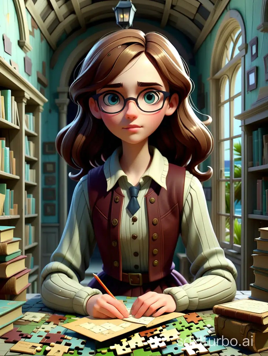 Young Librarian Solving Puzzles in an Ancient Abandoned Mansion | SDXL Free  Online