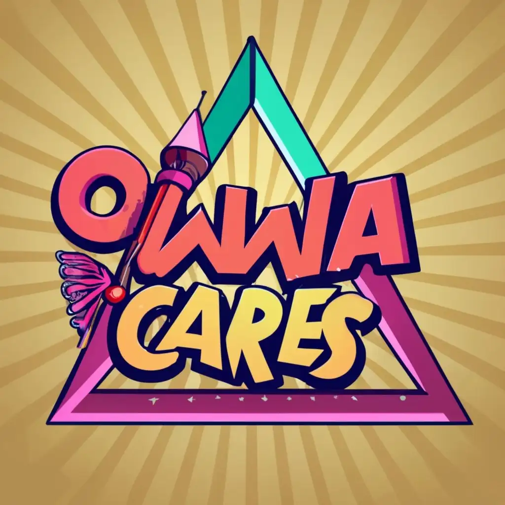 logo, 3d cartoonist heart with triangle for logo, with the text "OWWA Cares", typography, be used in Events industry