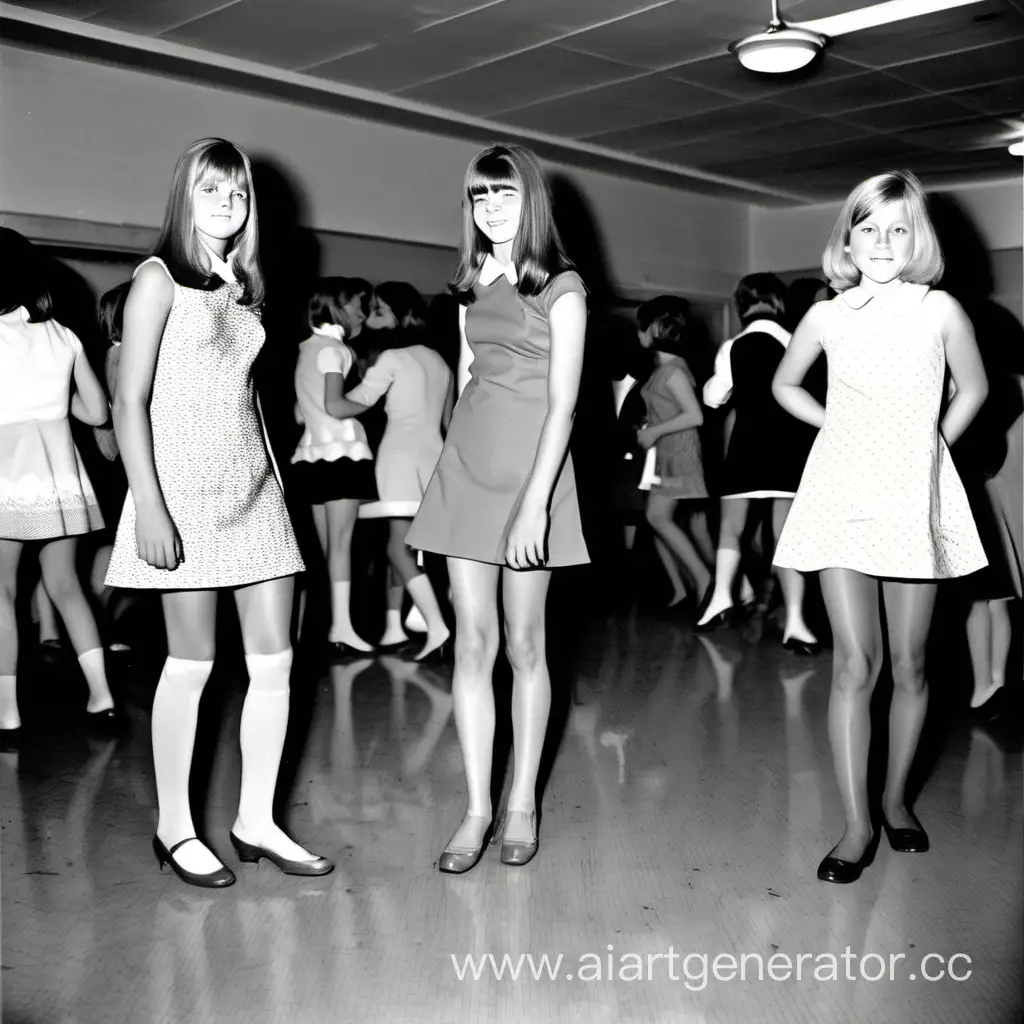 girls in shortest dresses 1968 school dance floor