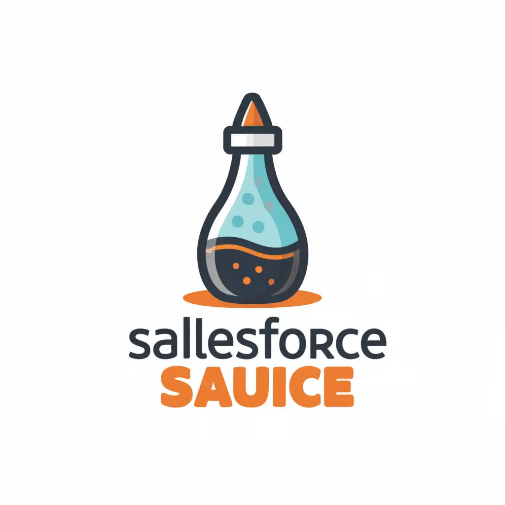 a logo design,with the text 'Salesforce Sauce', main symbol:A bottle of sauce. Contains an S in blue. ,Moderate,clear background; Water in background is blue.  

Spelling is 'Salesforce Sauce' not Sallesforce sauice'