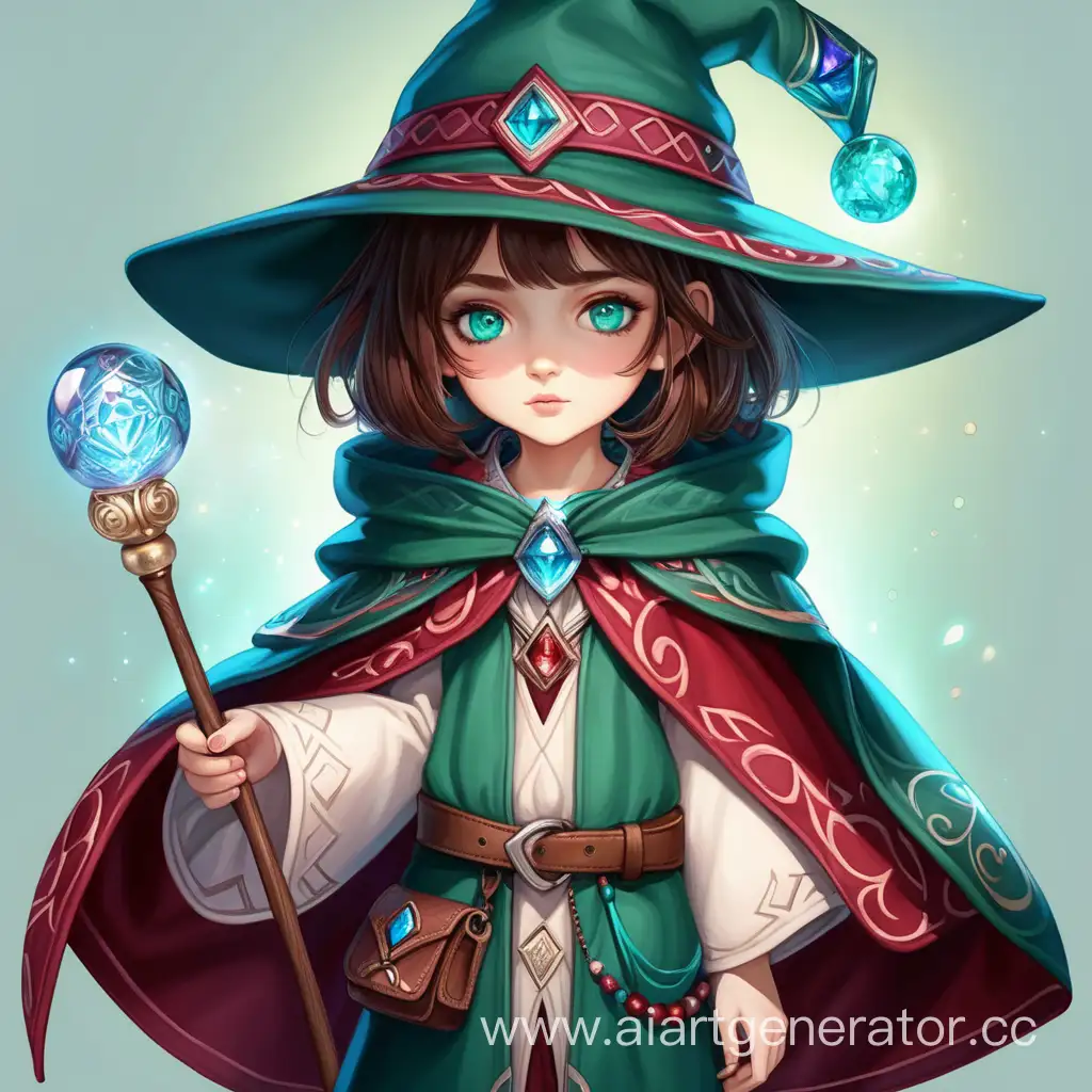 Enchanting-Child-Sorceress-in-Green-Hat-with-Crimson-Patterns