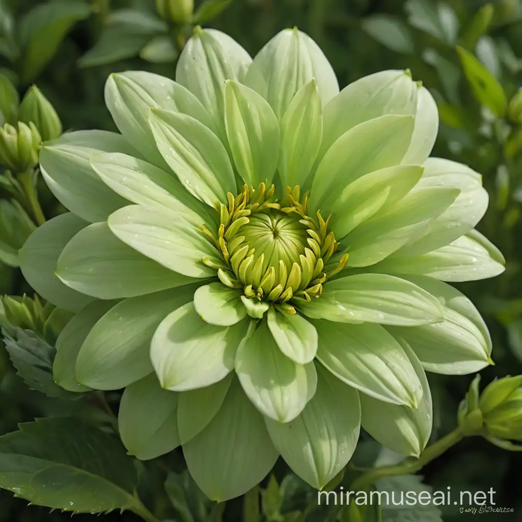 Green Flower with Divine Blessings