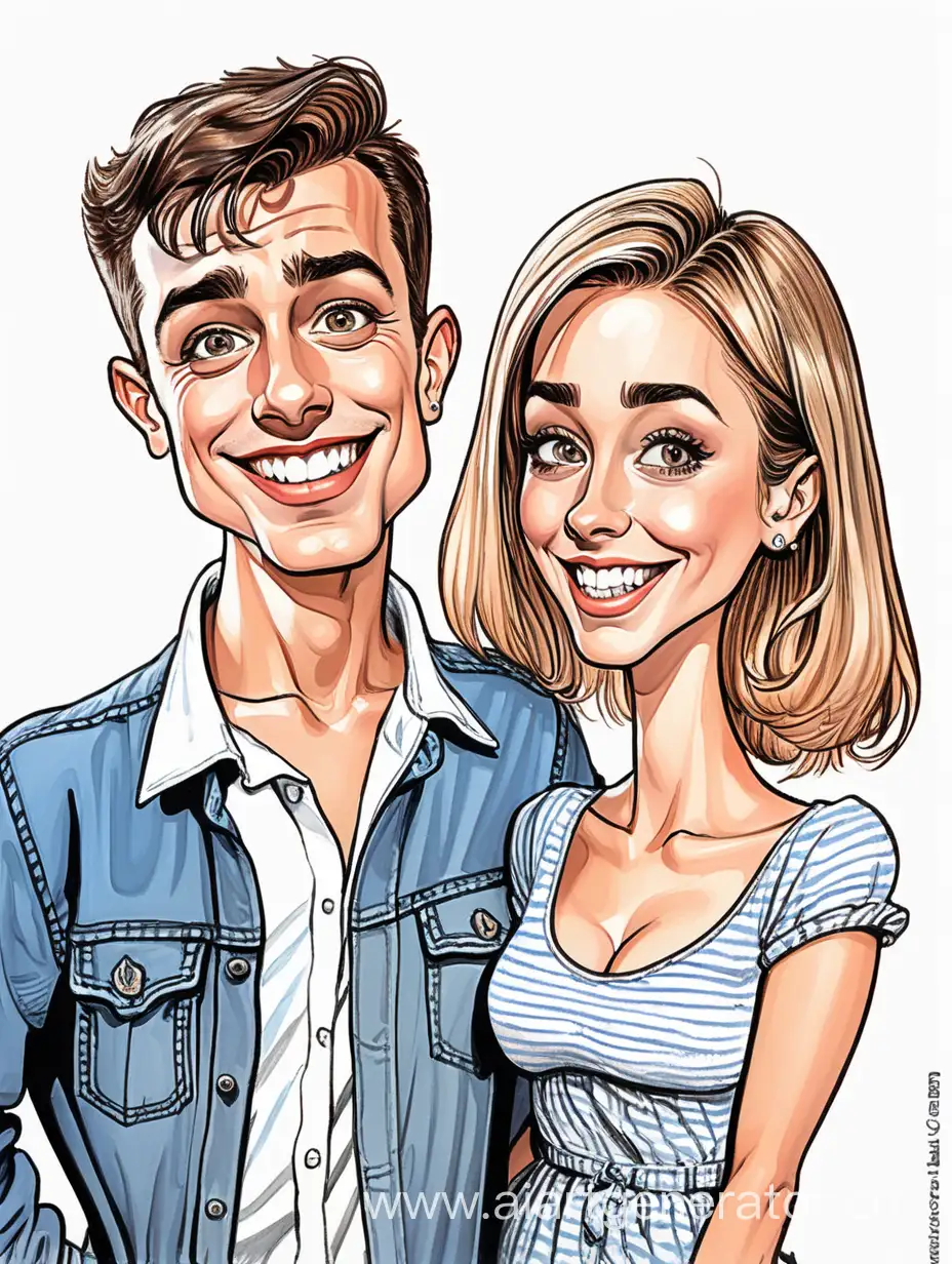 Whimsical-Comic-Caricature-of-a-Playful-Young-Couple