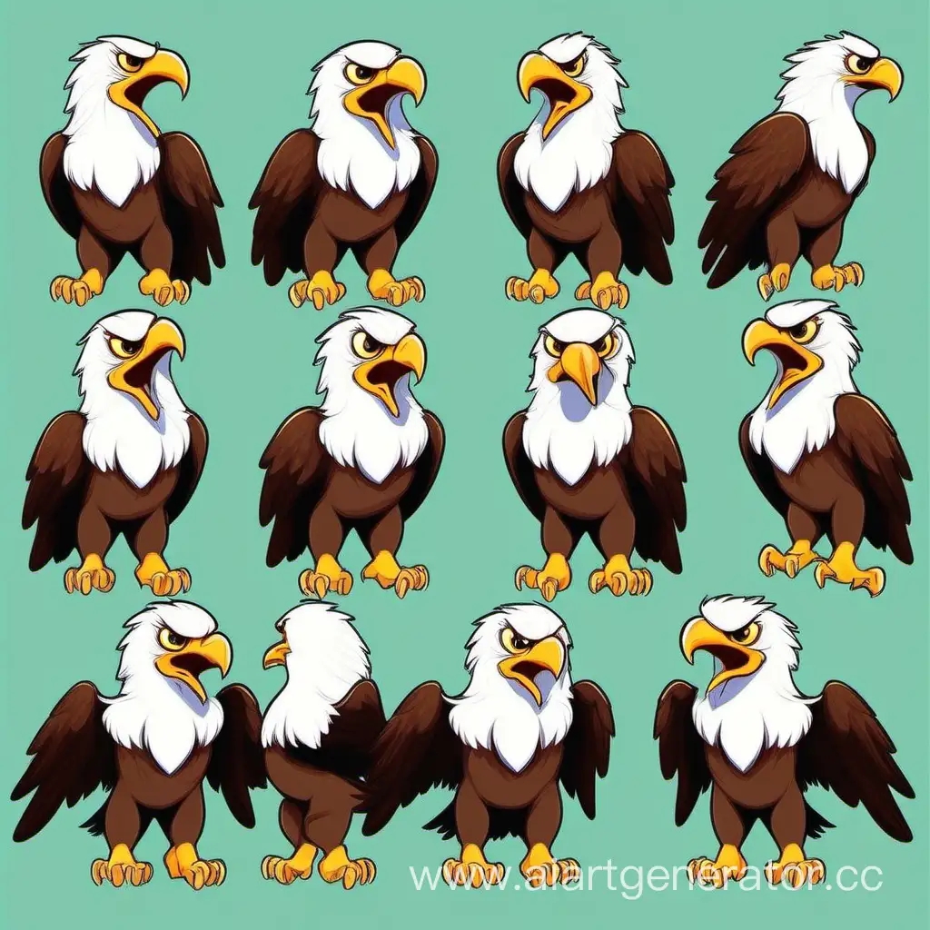 Adorable-Cartoon-Eagle-Cubs-in-Various-Perspectives