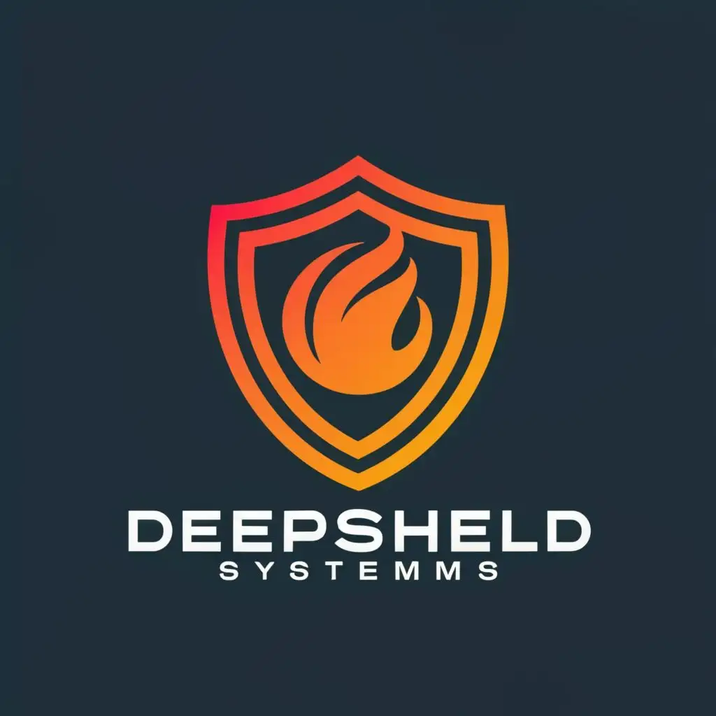 logo, Shield and fire, with the text "DeepShield Systems", typography, be used in Technology industry