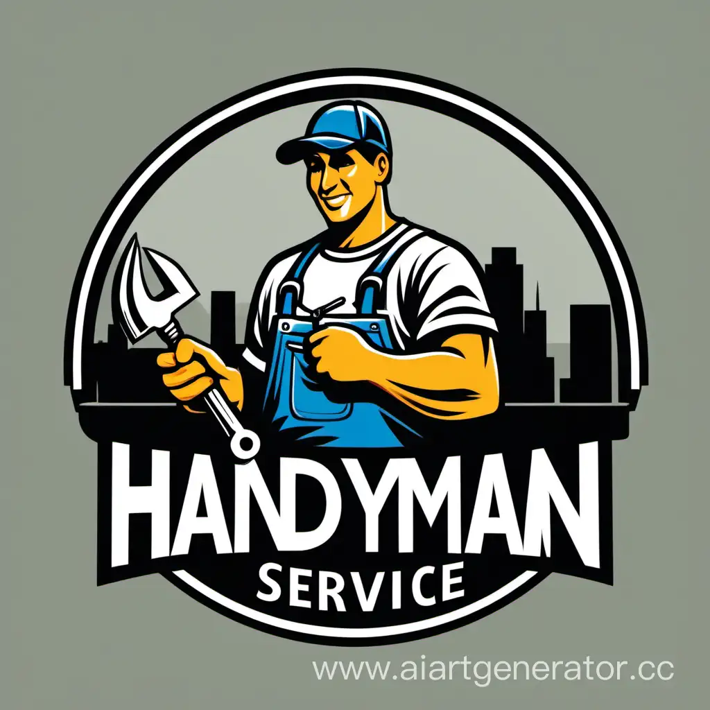Handyman Service, California, Logo, Guy with Tool, work pickUp