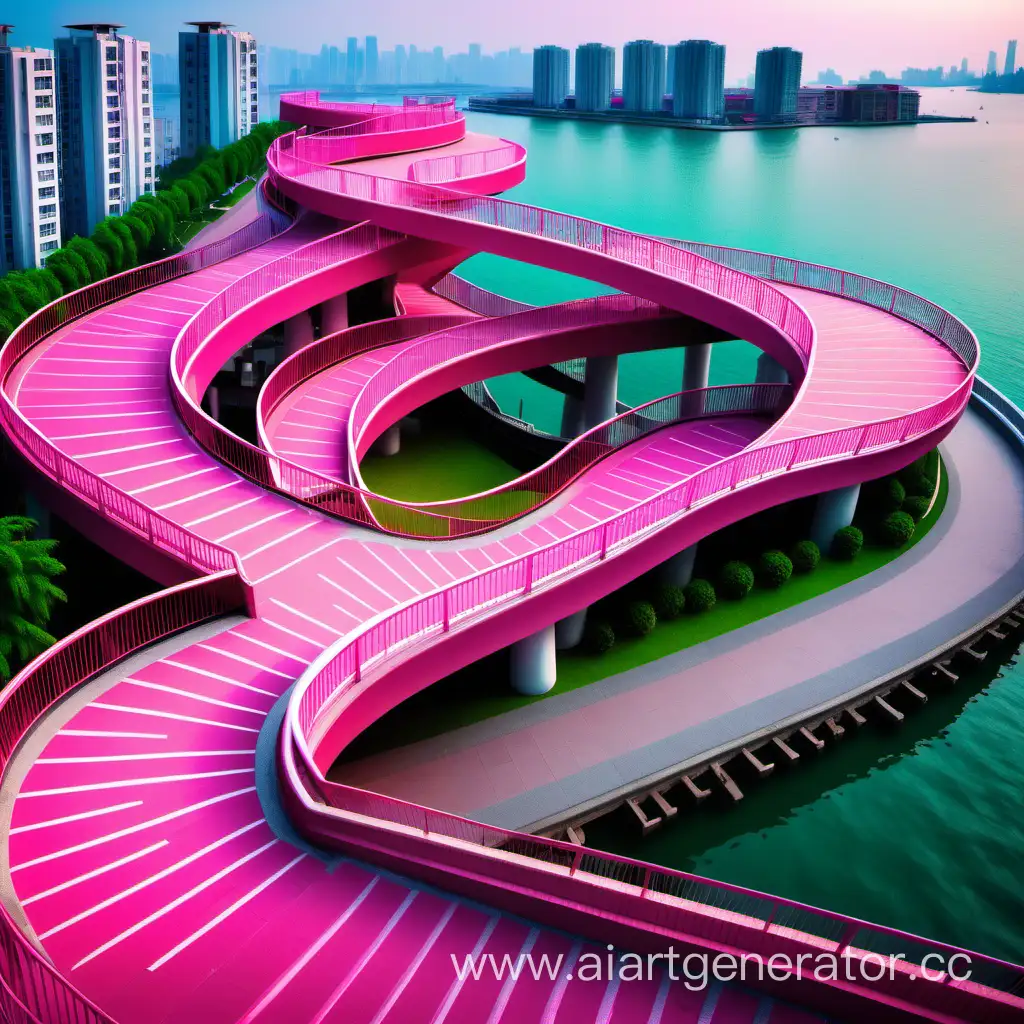 Vibrant-Elite-Waterfront-District-with-Elevated-Pathway