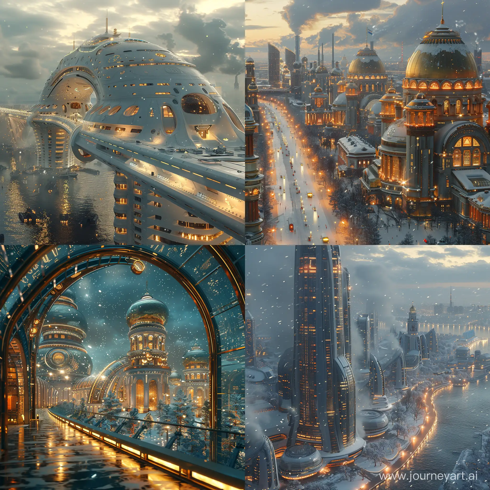 Futuristic Saint Petersburg, photorealistic CGI --stylize 1000