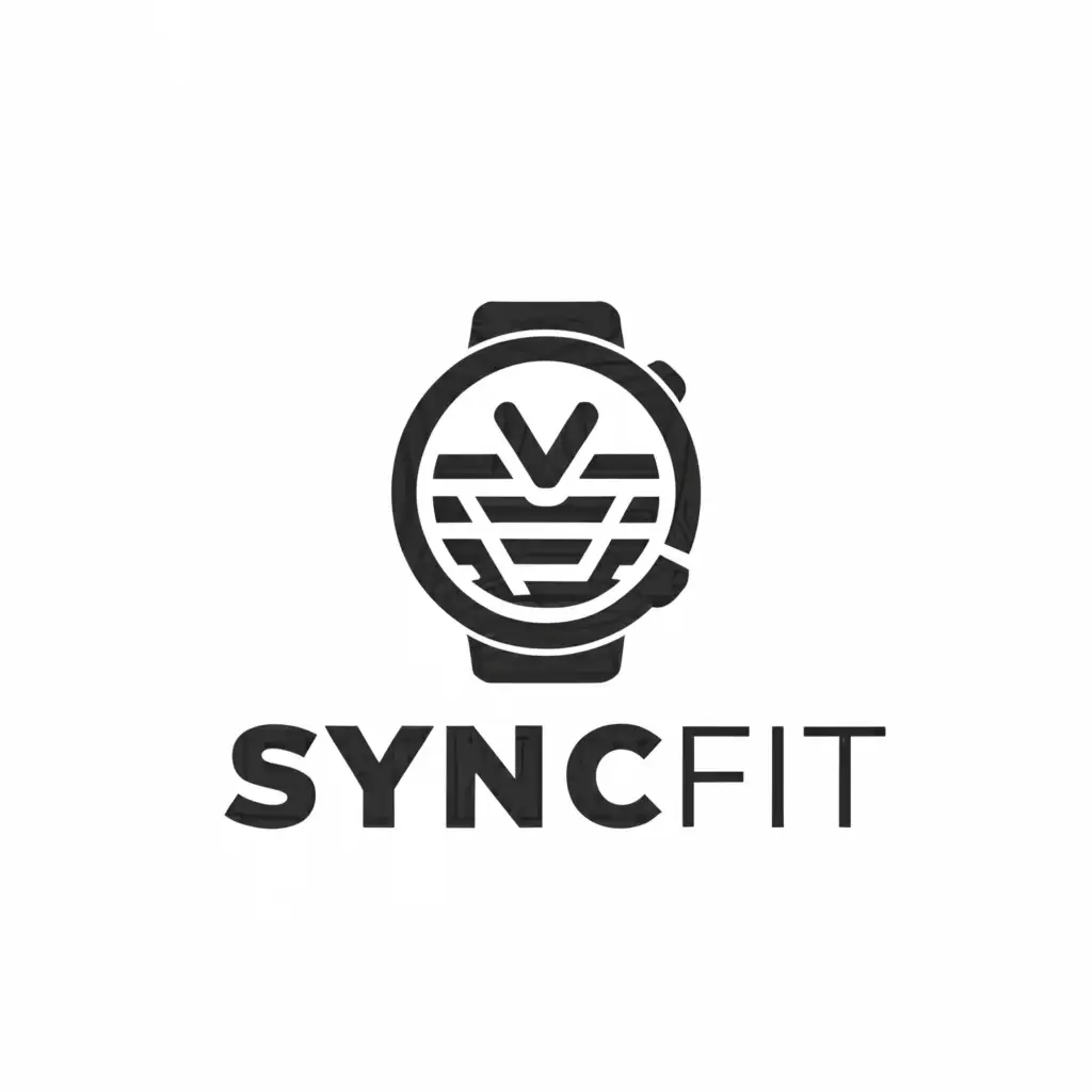 a logo design,with the text "SyncFit", main symbol:Apple watch,Moderate,be used in Sports Fitness industry,clear background