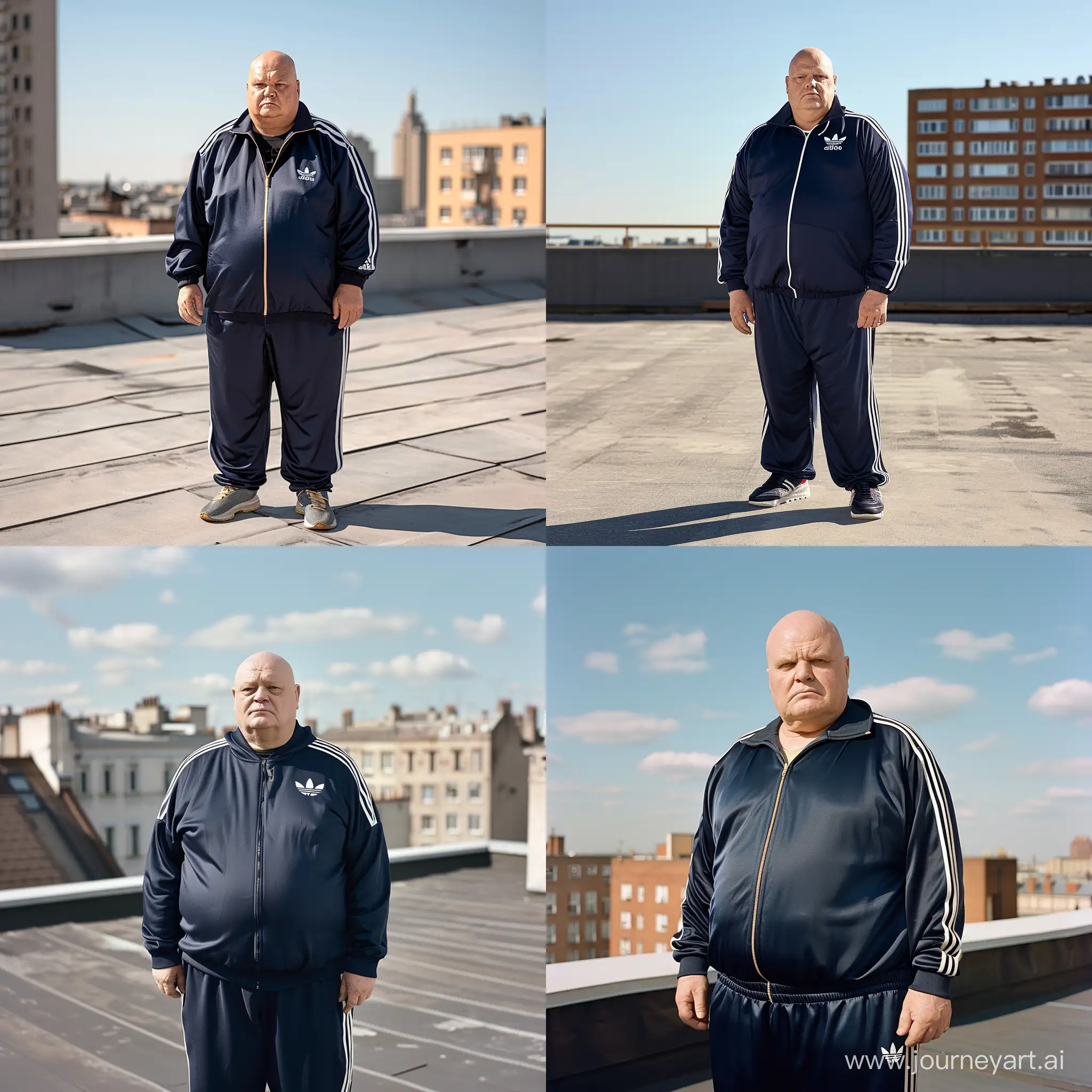 Elderly-Fitness-Enthusiast-in-Navy-Adidas-Tracksuit-on-Rooftop