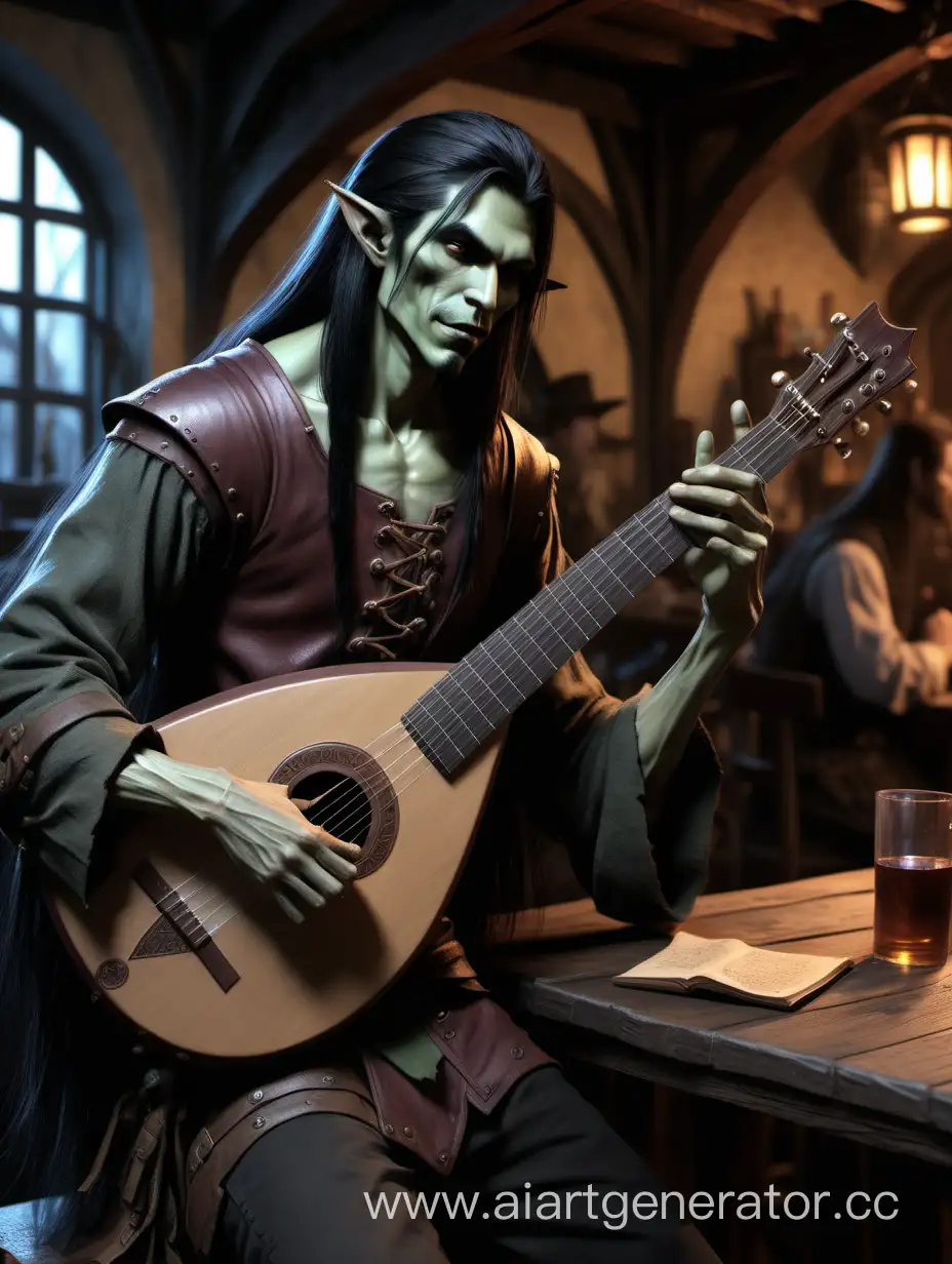 Dark-Fantasy-HalfOrc-Musician-in-Tavern