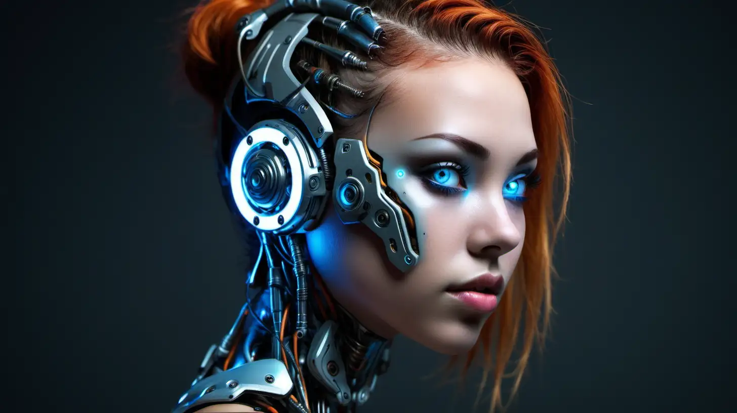Beautiful 18YearOld Cyborg Woman with Neon Accents