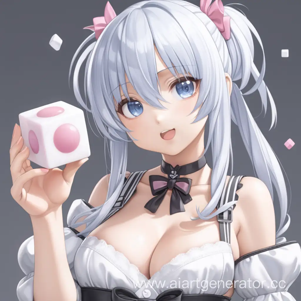 Anime-Girl-Holding-Sugar-Cube-with-Sweetness-and-Cleavage